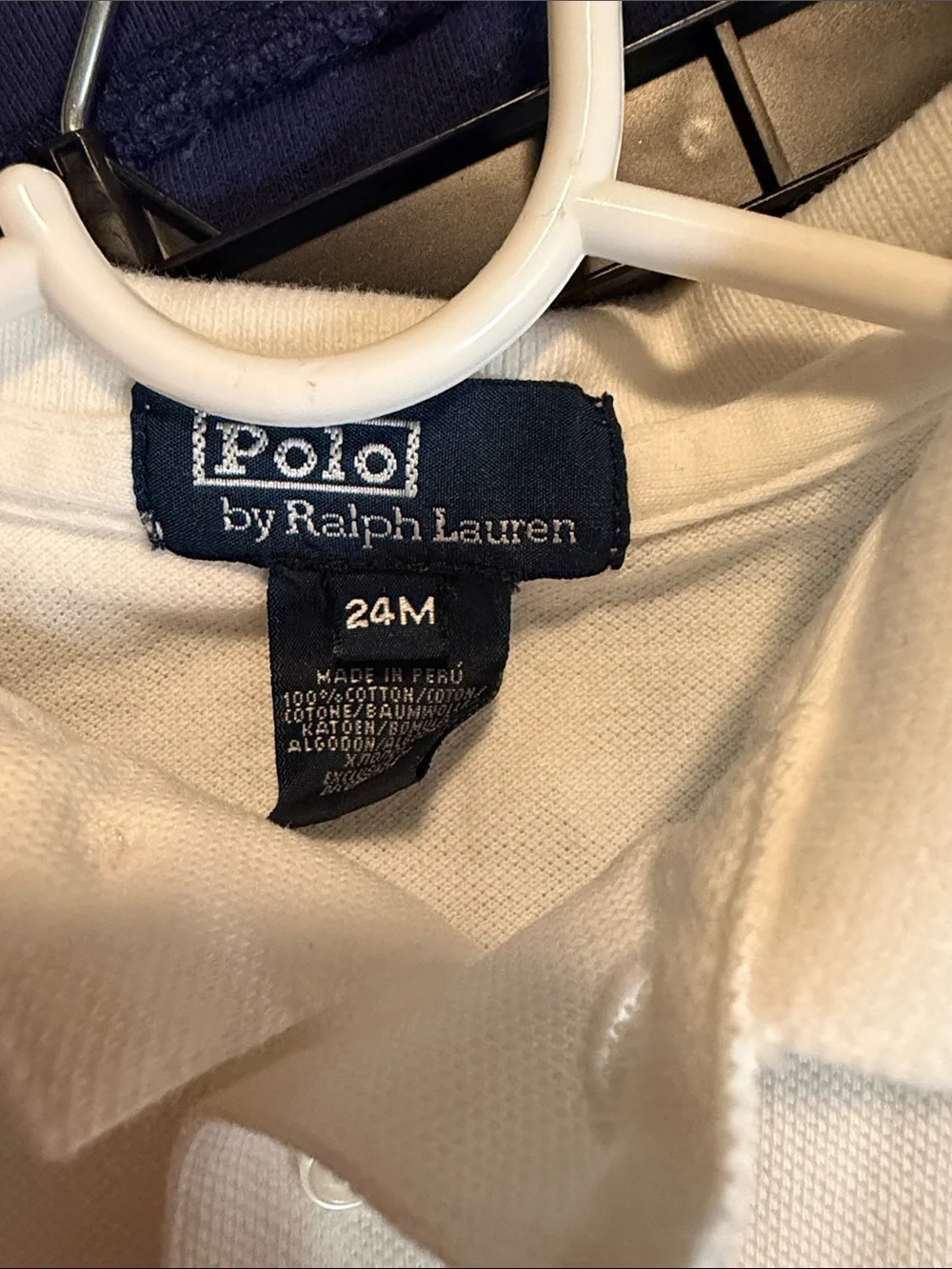 Polo by Ralph Lauren White Long Sleeve Polo with Navy Pony